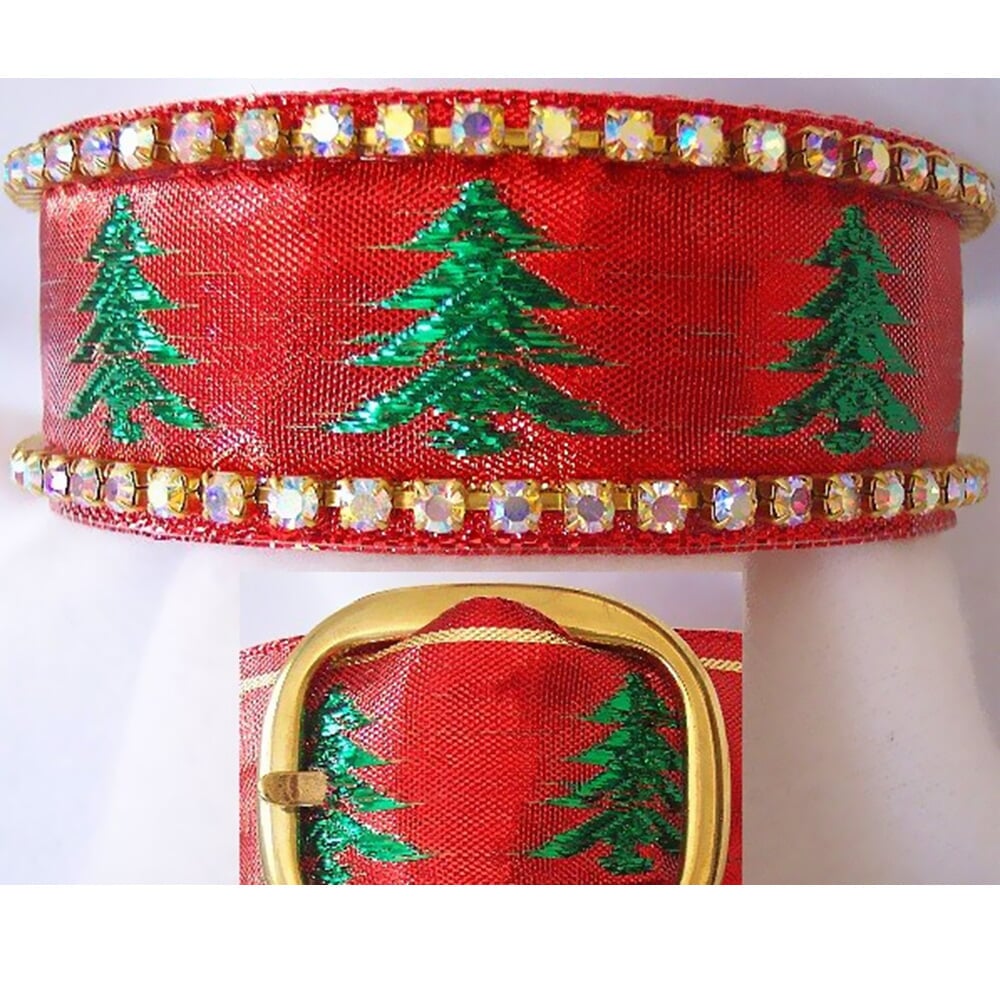 Rhinestone Dog Collars Christmas Tree Glitter (Medium/Large