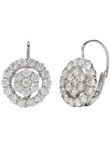 18K White Double Row Diamond Flower Eurowires (2.26 ct. tw.)