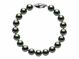 7.5 x 8mm Black Green Freshwater Pearl Bracelet