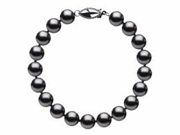 7.5 x 8mm Dark Black Freshwater Pearl Bracelet
