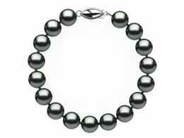 8.5 x 9mm Black Light Green Freshwater Pearl Bracelet