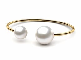 South Sea Pearl Bangle Bracelet Yellow Gold