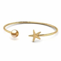 Golden Pearl Starfish Bangle Bracelet