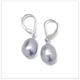 10 x 11mm Grey Drop Freshwater Pearl Dangle Earrings