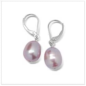 10 x 11mm Lavender Drop Freshwater Pearl Dangle Earrings