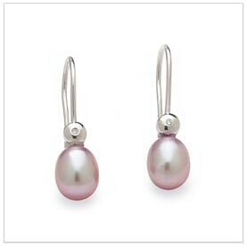 Fresh Pinky a Freshwater Pink Drop Pearl and Diamond Earring