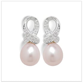 Pink Ribbon a Freshwater Cultured Pearl Earring