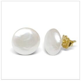 Button Stud Freshwater Cultured Pearl Earrings