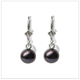Black Pearl Dangle a Freshwater Cultured Pearl Earring