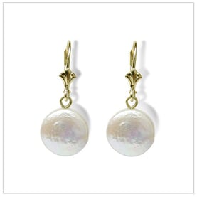 Coin Dangle a Freshwater Cultured Coin Pearl Earring