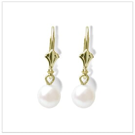White Dangle a Round Freshwater Cultured Pearl Earring