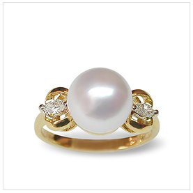 Yellow Gold Cultured Pearl Rings - Page 3