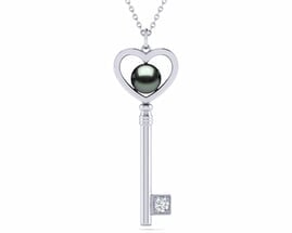 Key To Her Heart Pearl Gemstone Pendant