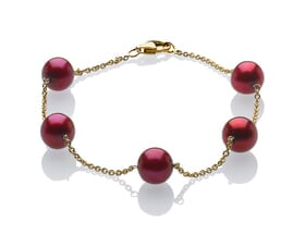 Cranberry Pearl Tin Cup Bracelet