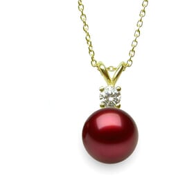 Cranberry Pearl and Diamond Pendant