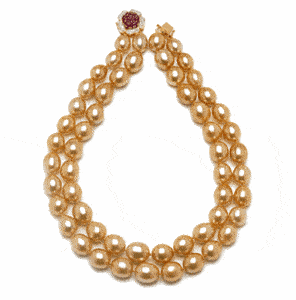 10 x 13.6mm Golden Double Strand Necklace - 16 inch