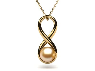 Golden Pearl Infinity Pendant
