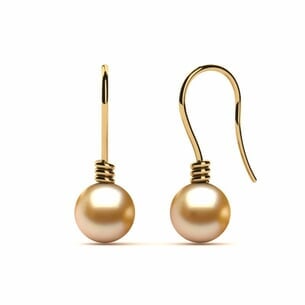Golden Pearl Twisted Shepherd Hook Earring