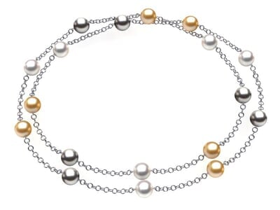 Multicolor Tin Cup Necklace with Heavy Chain