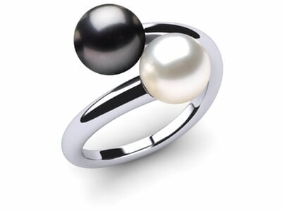 Tahitian Pearl Twin Yin Yang Ring