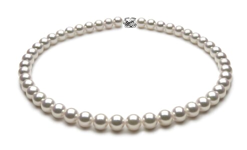 TRUE AAA Quality 8.5 x 9mm Natural White Akoya Cultured Pearl Necklace