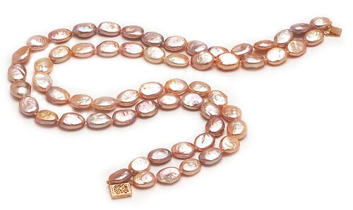 12mm Pink Oval Pearl Necklace