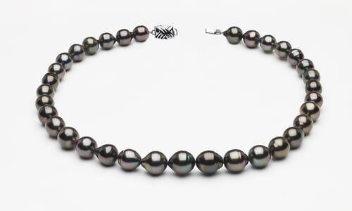 9 x 11mm Tahitian Pearl Dark Black Baroque Necklace | Serial Number s8-clabc-dark-color-b61