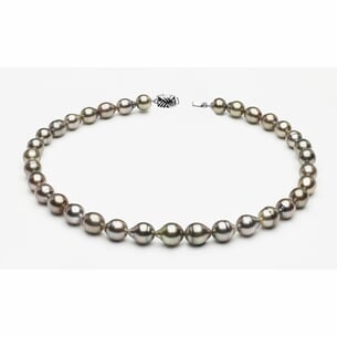 9 x 11mm Tahitian Pearl Grey Baroque Necklace | Serial Number s8-clabc-grey-color-b60