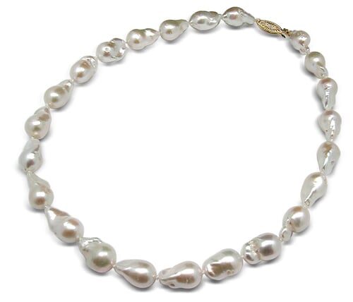 11 x 12mm White Baroque Pearl Necklace