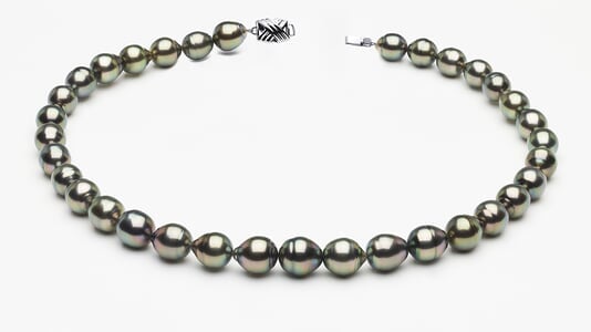 9 x 11mm Tahitian Pearl Peacock Baroque Necklace | Serial Numbers8-clabc-peacock-color-b59
