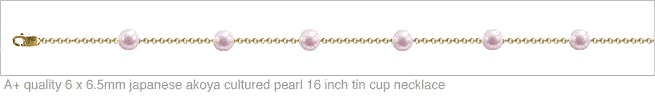 6 x 6.5mm A+ Quality Japanese Akoya Cultured Pearl Tin Cup Necklace