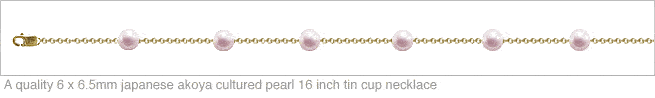 6 x 6.5mm A Quality Japanese Akoya Cultured Pearl Tin Cup Necklace