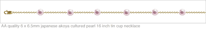 6 x 6.5mm AA Quality Japanese Akoya Cultured Pearl Tin Cup Necklace