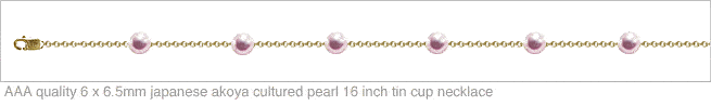 6 x 6.5mm AAA Quality Japanese Akoya Cultured Pearl Tin Cup Necklace