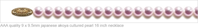 TRUE AAA Quality 9mm x 9.5mm Japanese Akoya natural color Cultured Pearl Necklace