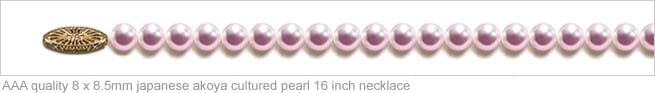 TRUE AAA Quality 8mm x 8.5 mm Japanese Akoya natural color Cultured Pearl Necklace
