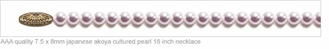 TRUE AAA Quality 7.5mm x 8 mm Japanese Akoya natural color Cultured Pearl Necklace