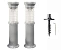 Silver Bollard Solar Light with EZ Anchor Set of 2
