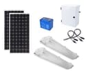 Earthtech Products Shipping Container Lighting Kit 2 - 2 Lights (6200 Lumens), 2 100W Solar Panel, 84 Ah Battery