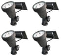 High Output Solar Spot Light - 4 Piece Warm White LED Solar Spotlight Landscape Lighting Kit with Stakes