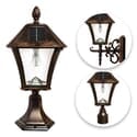 Gama Sonic Baytown Bulb Solar Light - With Pole, Post & Wall Mount Kit - Brushed Bronze