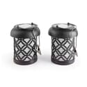 Qautrefoil Black Integrated LED Hanging Solar Lantern - 2 Pack