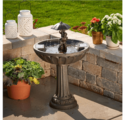 Umbrella Series Solar Fountain - Boy and Girl Playing Piggyback