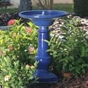 Athena Solar On Demand Birdbath with Ceramic Glazed Blue Finish