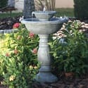 Country Gardens 2 Tier Solar On Demand Fountain with Weathered Stone Finish