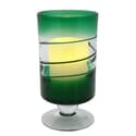 Green Venezia Footed Hurricane with 3.5 x 5" Flameless Candle