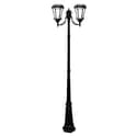 Solar Lamp Post - 7 Foot with 2 Lights Black Finish