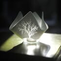 Votive Holder - WHITE TREE - Recycled Glass Candle Holder