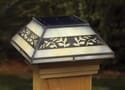 Leaf Filigreed Glass Post Cap Light for 4x4 Posts (Inside Dimensions measure 3-5/8" x 3-5/8") - Cedar Skirt