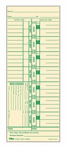 Tops Time Card for Acroprint and Lathem, Weekly, 3-1/2 x 9, 500/Box Tops Time Card for Acroprint and Lathem, Weekly, 3-1/2 x 9, 500/Box